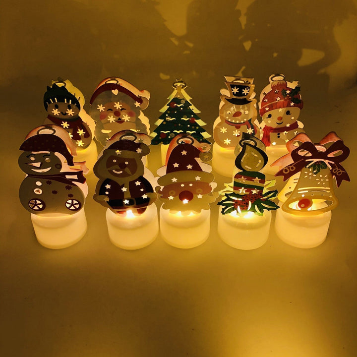 Lisslune | Electronic LED Christmas Candle Lamps - Set of 10 – Adorable Santa, Snowman & Tree Night Lights for Festive Home, Party, & Garden Décor