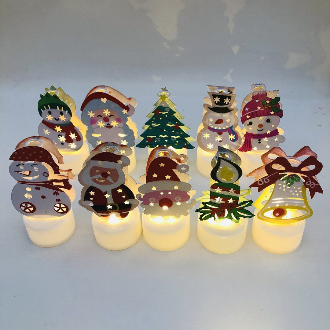 Lisslune | Electronic LED Christmas Candle Lamps - Set of 10 – Adorable Santa, Snowman & Tree Night Lights for Festive Home, Party, & Garden Décor