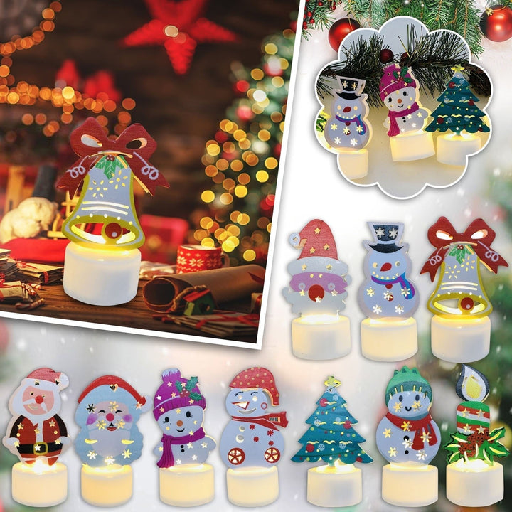 Lisslune | Electronic LED Christmas Candle Lamps - Set of 10 – Adorable Santa, Snowman & Tree Night Lights for Festive Home, Party, & Garden Décor