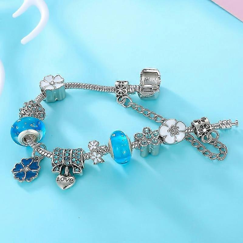 Lisslune | Elegant Floral Charm Bracelet in 925 Sterling Silver for Women - Nature-Inspired Design