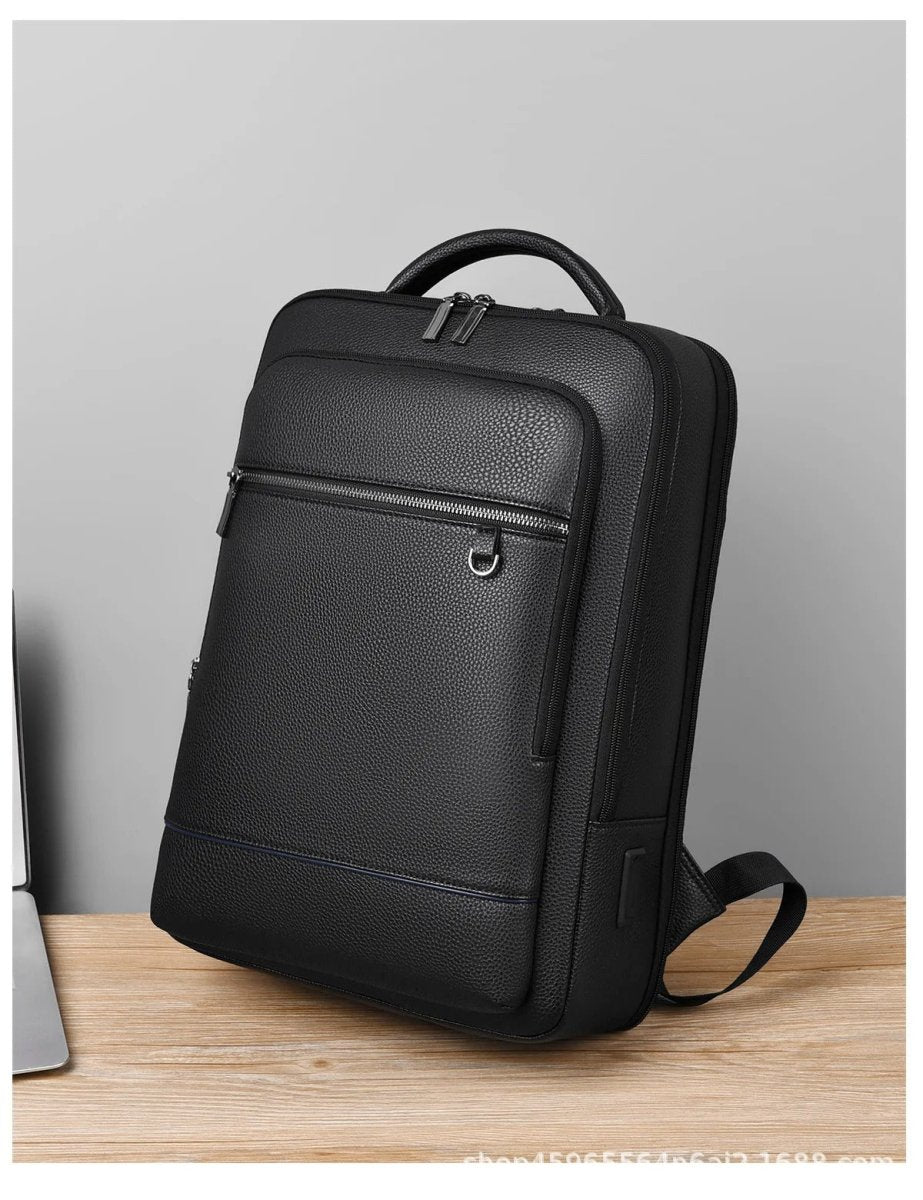 Lisslune | EXECUTREK – Elegant Leather Laptop Backpack with USB Port