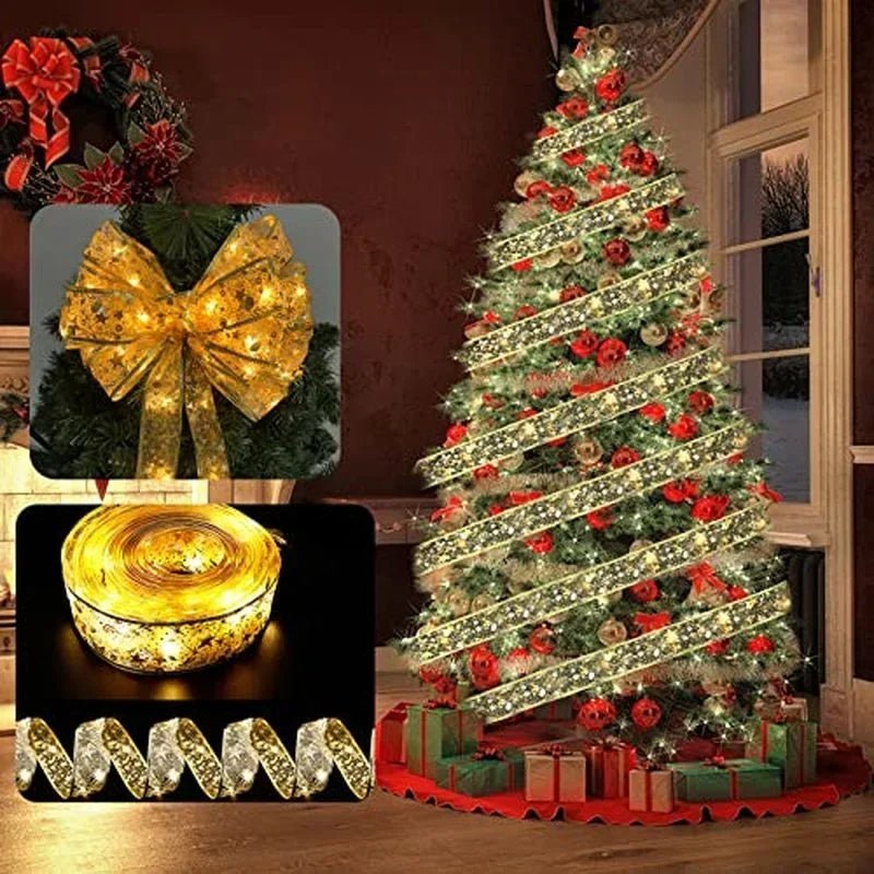 Lisslune | Enchanting Ribbon Fairy Lights – Christmas Tree Ornaments & Home Décor for a Magical New Year’s Celebration!