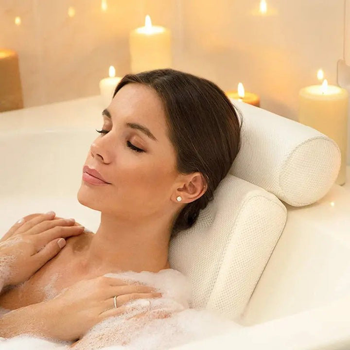 Lisslune | ErgoRelax Bath Pillow – Ergonomic, Quick-Drying Spa Pillow with Anti-Slip Suction Cups for Neck, Shoulder, and Back Support