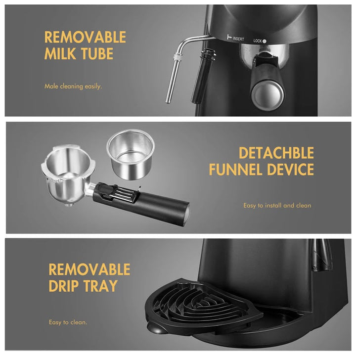 Lisslune | 3.5 Bar Espresso Machine with Built-In Steam Wand