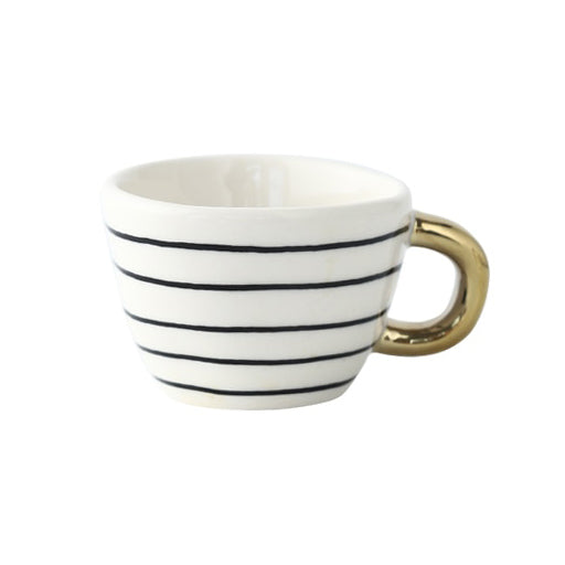 Lisslune | Cup with abstract geometric pattern and gold handle