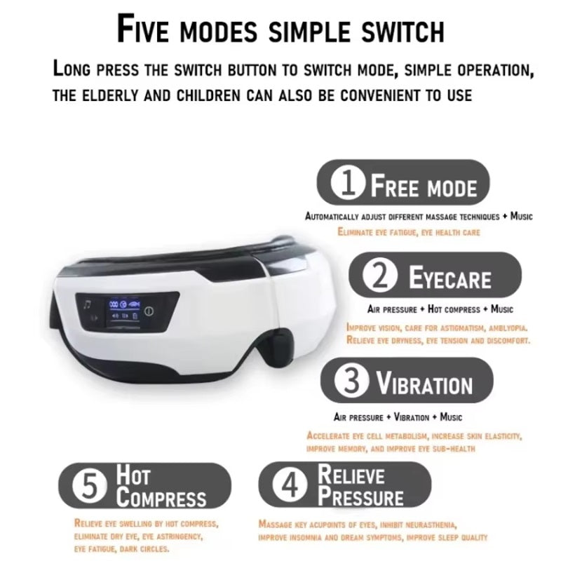 Lisslune | Portable Eye Massager with Soothing Heat, Vibration, and Bluetooth Music