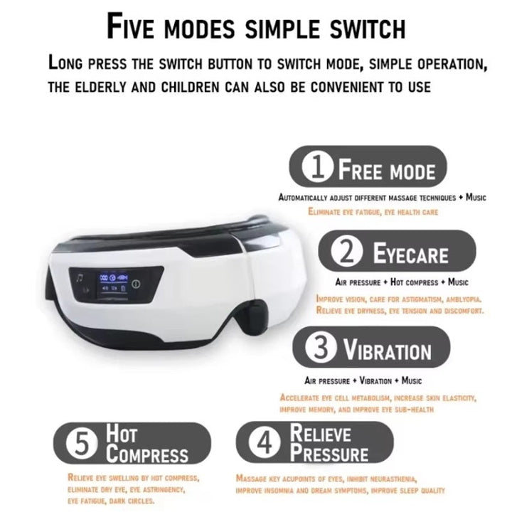 Lisslune | Portable Eye Massager with Soothing Heat, Vibration, and Bluetooth Music