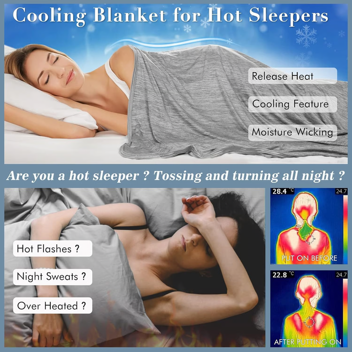 Lisslune | The Cold Blanket – Lightweight Summer Throw That Keeps You Cool, Dry & Rested All Night | Best Blanket for Hot Sleepers & Night Sweats