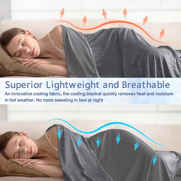 Lisslune | The Cold Blanket – Lightweight Summer Throw That Keeps You Cool, Dry & Rested All Night | Best Blanket for Hot Sleepers & Night Sweats