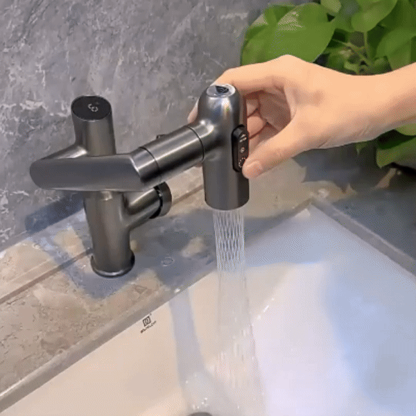 Lisslune | LustraFlow 360° Smart Fixture | Modern Kitchen and Bath Mixer with LED Temperature Display