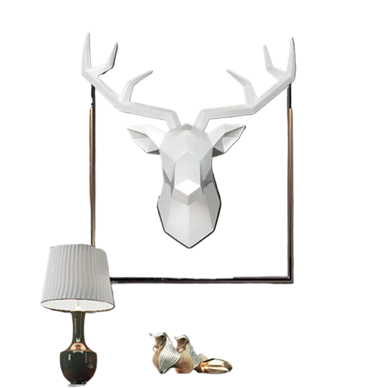 Lisslune | Deer Head Sculpture Animal Statue Figures Wall Hanging Creative Moose Art Antlers Statuette for Office Decor Wall Mounting