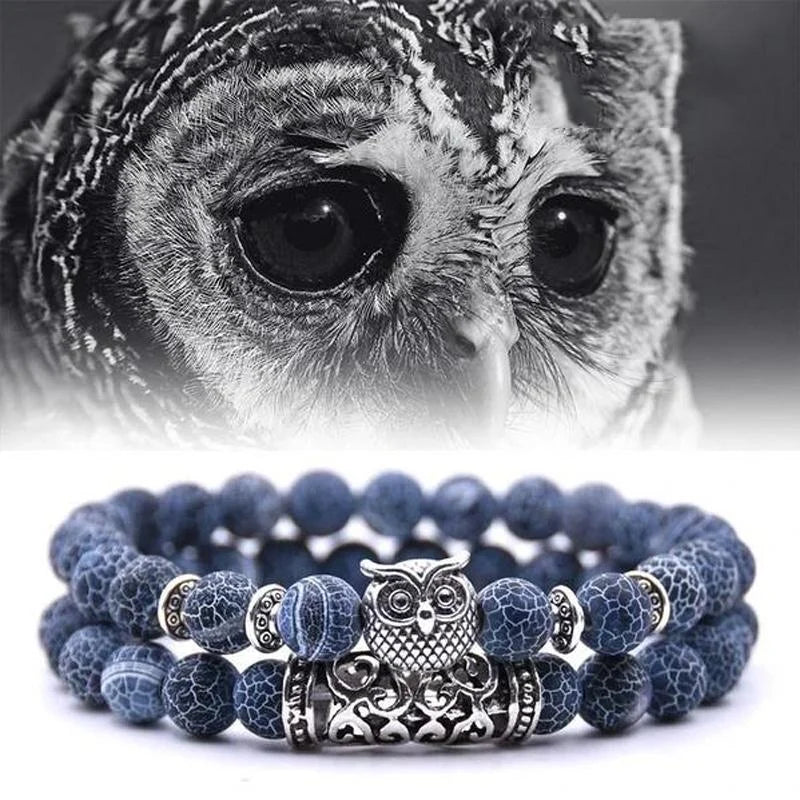 Lisslune | Owl Charm Natural Stone Bracelet