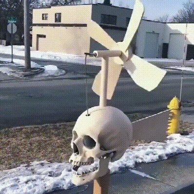 Lisslune | Iron Skull Whirligig - Garden Decor