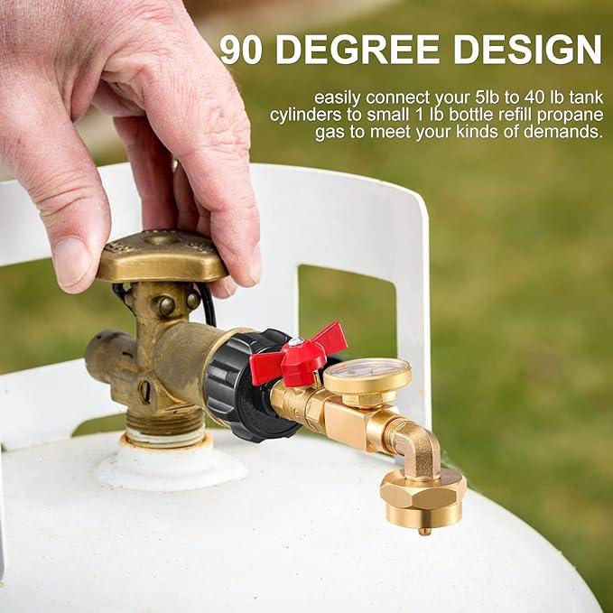 Lisslune |  Top-Rated Propane Refill Elbow Adapter with Tank Gauge
