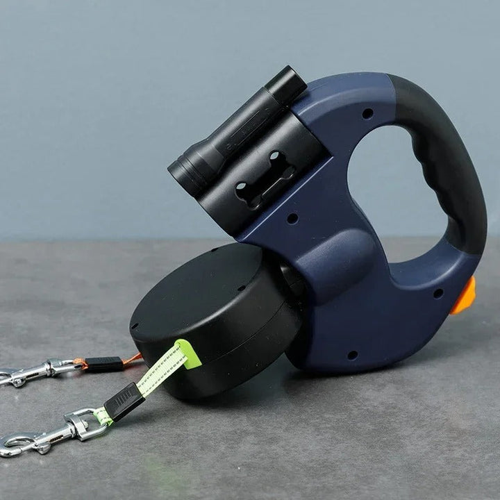 Lisslune | LumiLeash 2-in-1 Double Dog Leash with LED Lamp & Poop Bag Holder