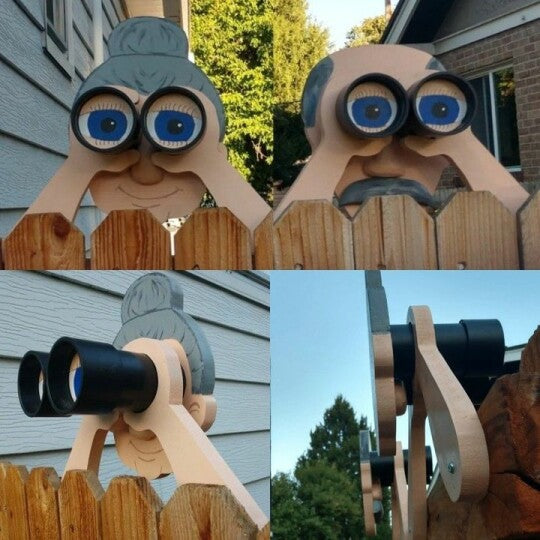 Lisslune | Fence Decoration Nosy Old Man and Lady Garden Yard Art