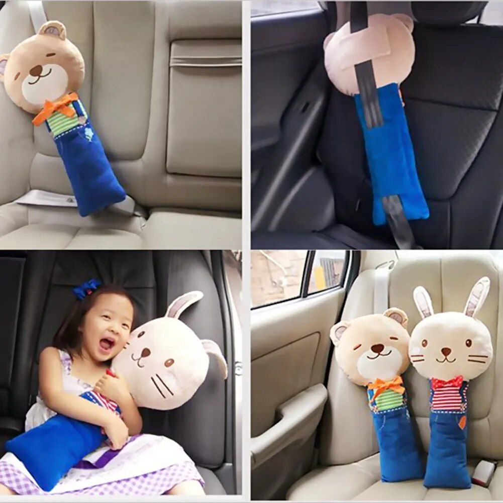 Lisslune | Adjustable Cute Animal Car Seat Strap Cover & Cushion for Kids