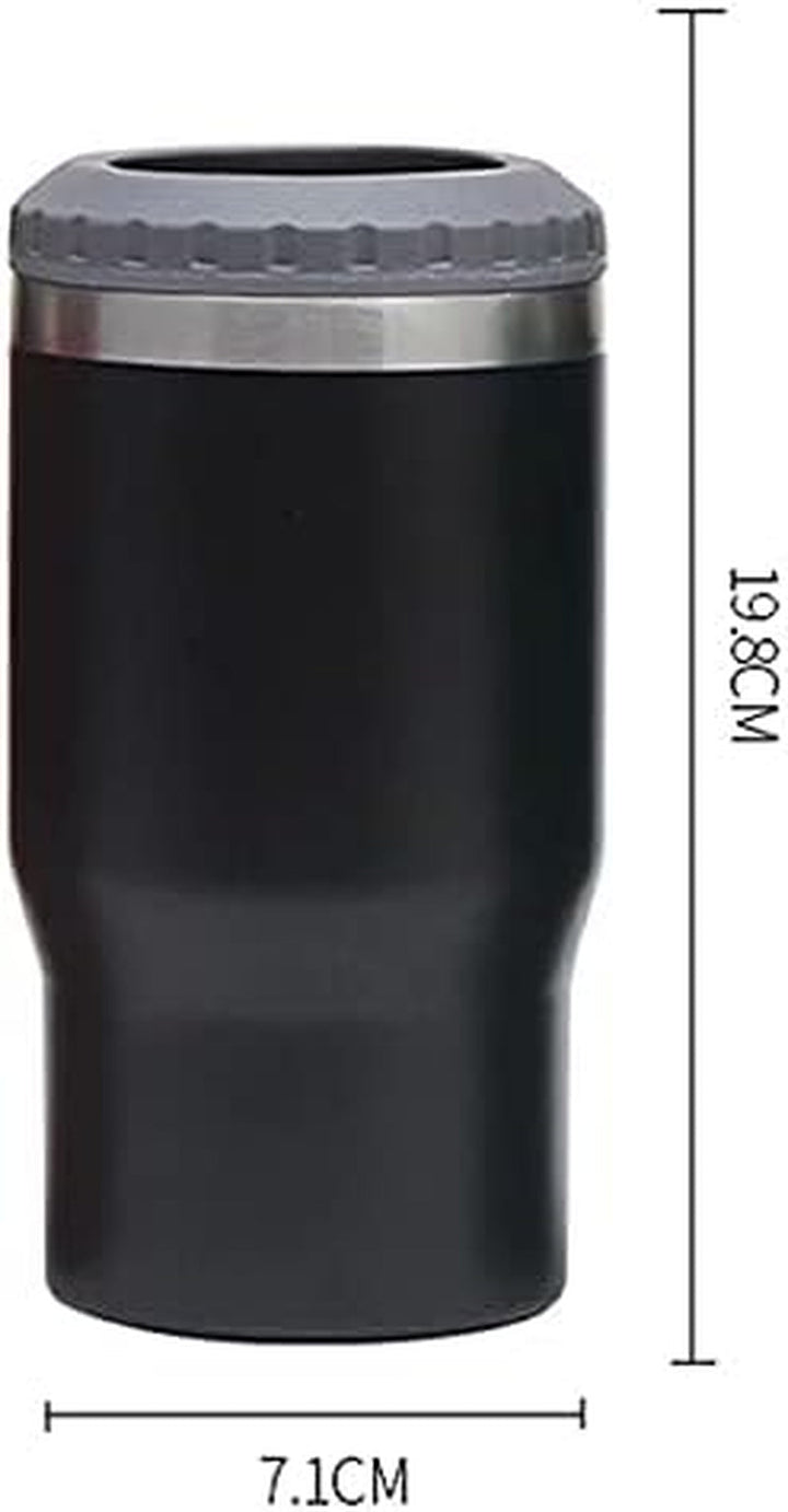 Lisslune | 4 in 1 stainless steel can/bottle insulator, 14Oz two-way lid SUS insulated can cooler, beer bottle holder (Black)