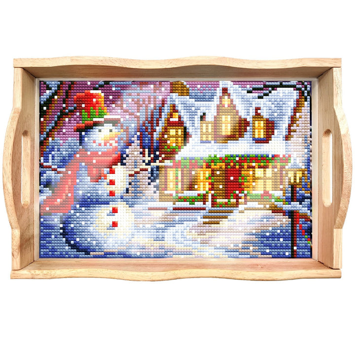 Lisslune | DIY Diamond Painting Wooden Tray Food Tray with Handle Living Room Decoration Mandala Wooden Tray Kit
