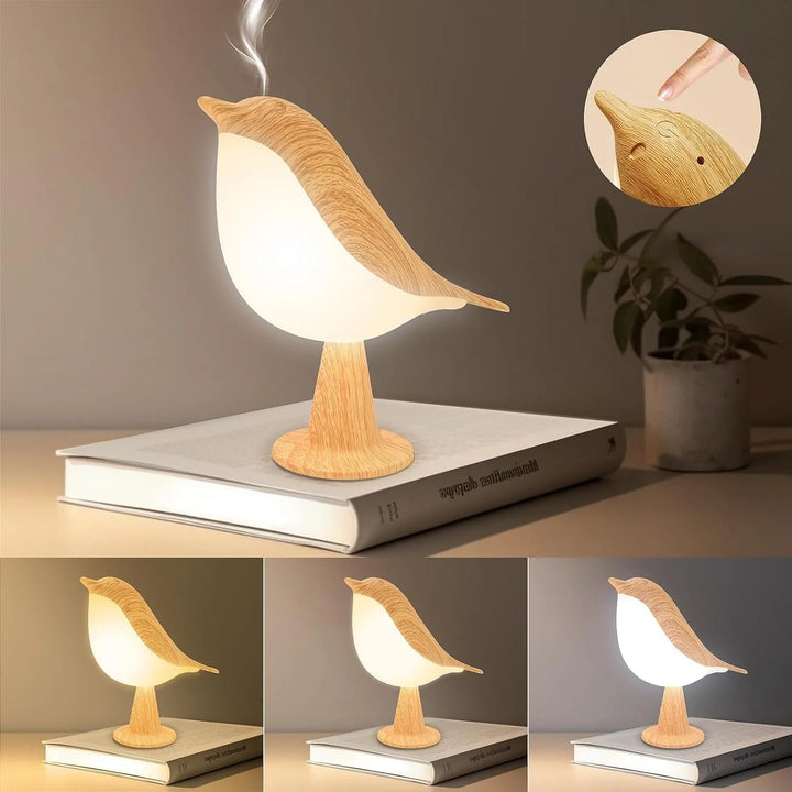 Lisslune | Touch-Control Wooden Bird Night Light - Rechargeable LED Bedside Lamp
