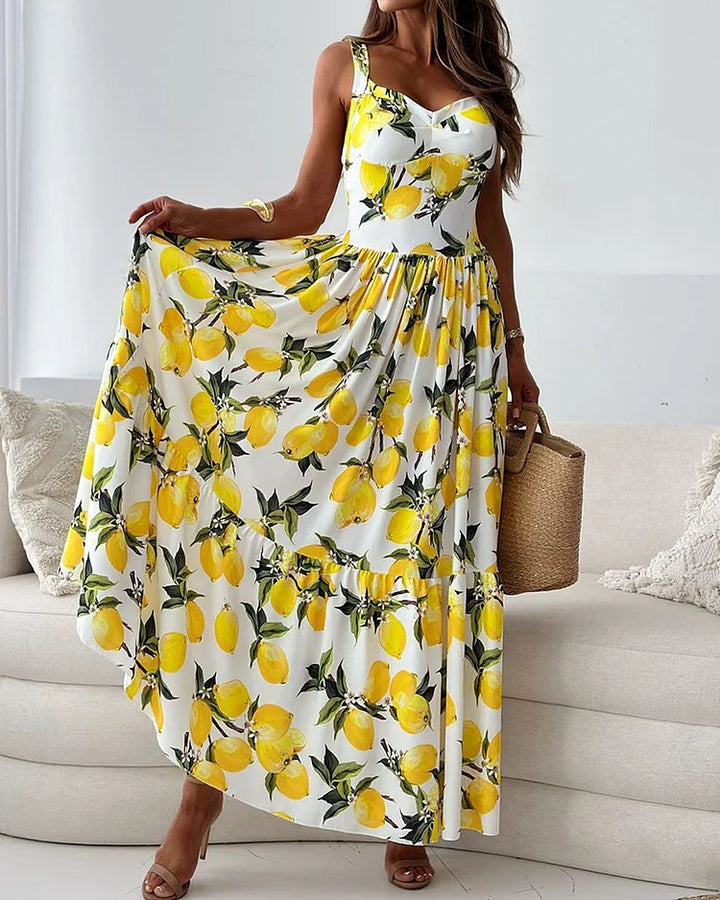 Lisslune | Strap Dress with Lemon Print