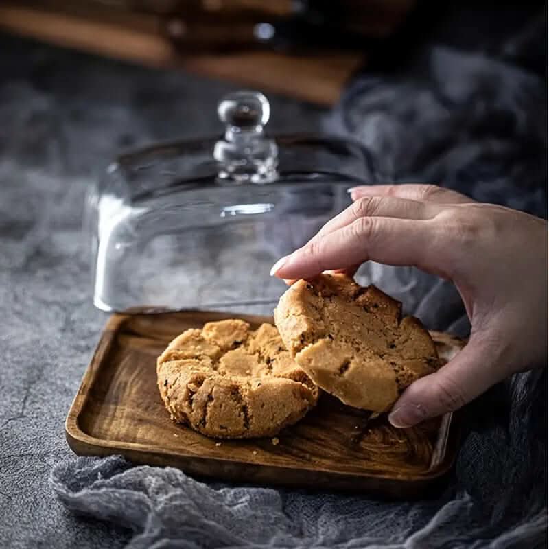 Lisslune | Wooden Butter Dish with Glass Lid – Elegant Tableware