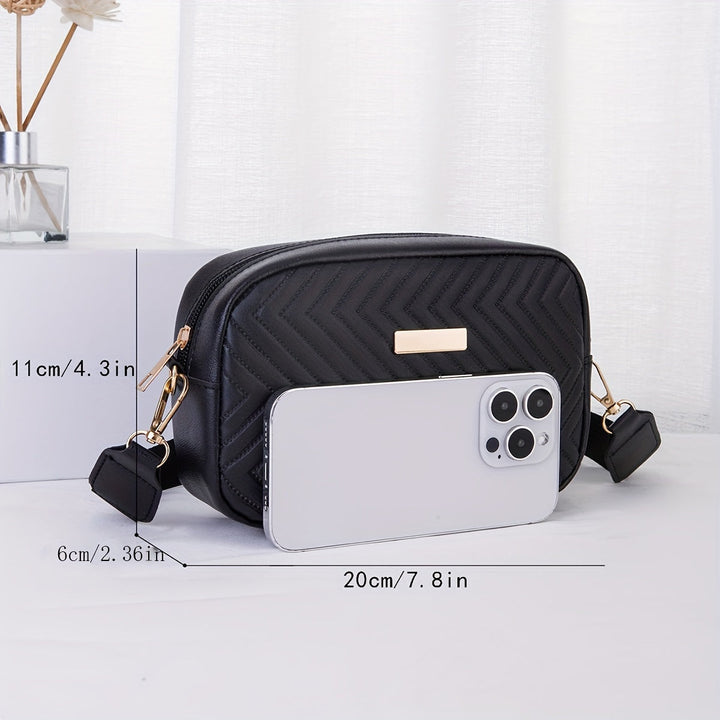 Lisslune | NoirGlitz Padded PU Messenger Bag – Black Elegant Shoulder Bag with Sequins and Removable Strap