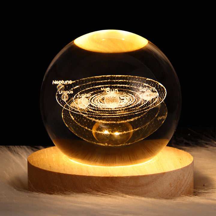 Lisslune | LED Night Light Galaxy Crystal Ball Table Lamp 3D Planet Moon Lamp Bedroom Home Decor For Kids Party Children's Birthday Gifts