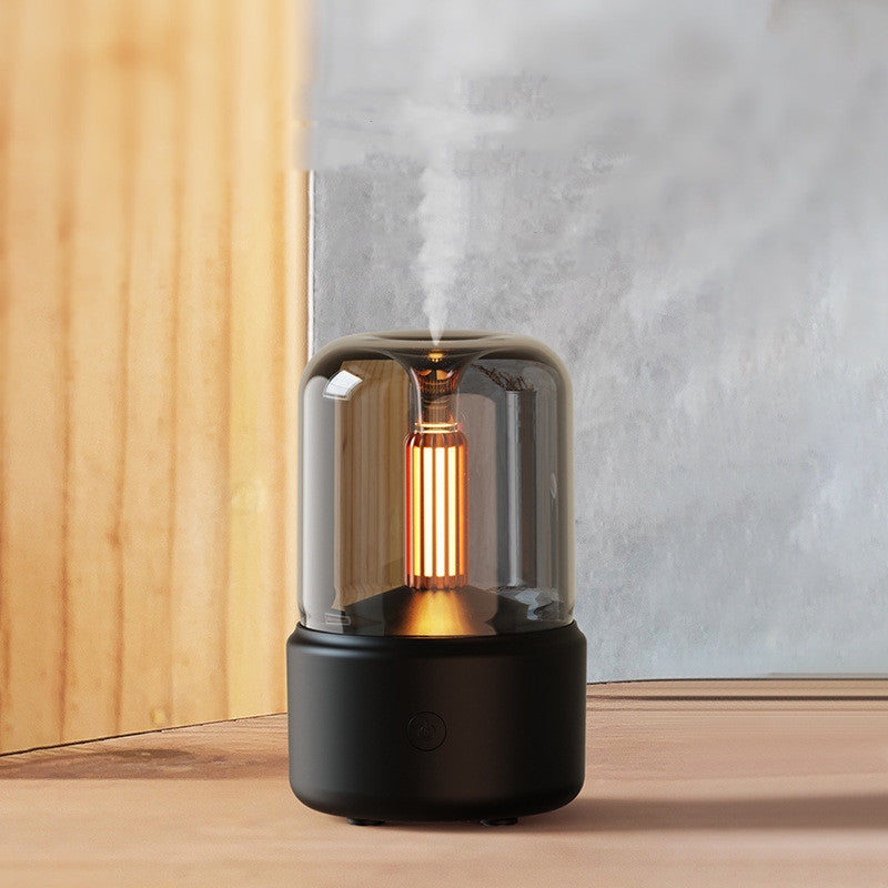 Lisslune | Atmosphere Light Air Humidifier Candlelight Aroma Diffuser Portable 120ml Electric USB Humidifier Cool Mist Maker Fogger 8-12 Hours With LED Night Light