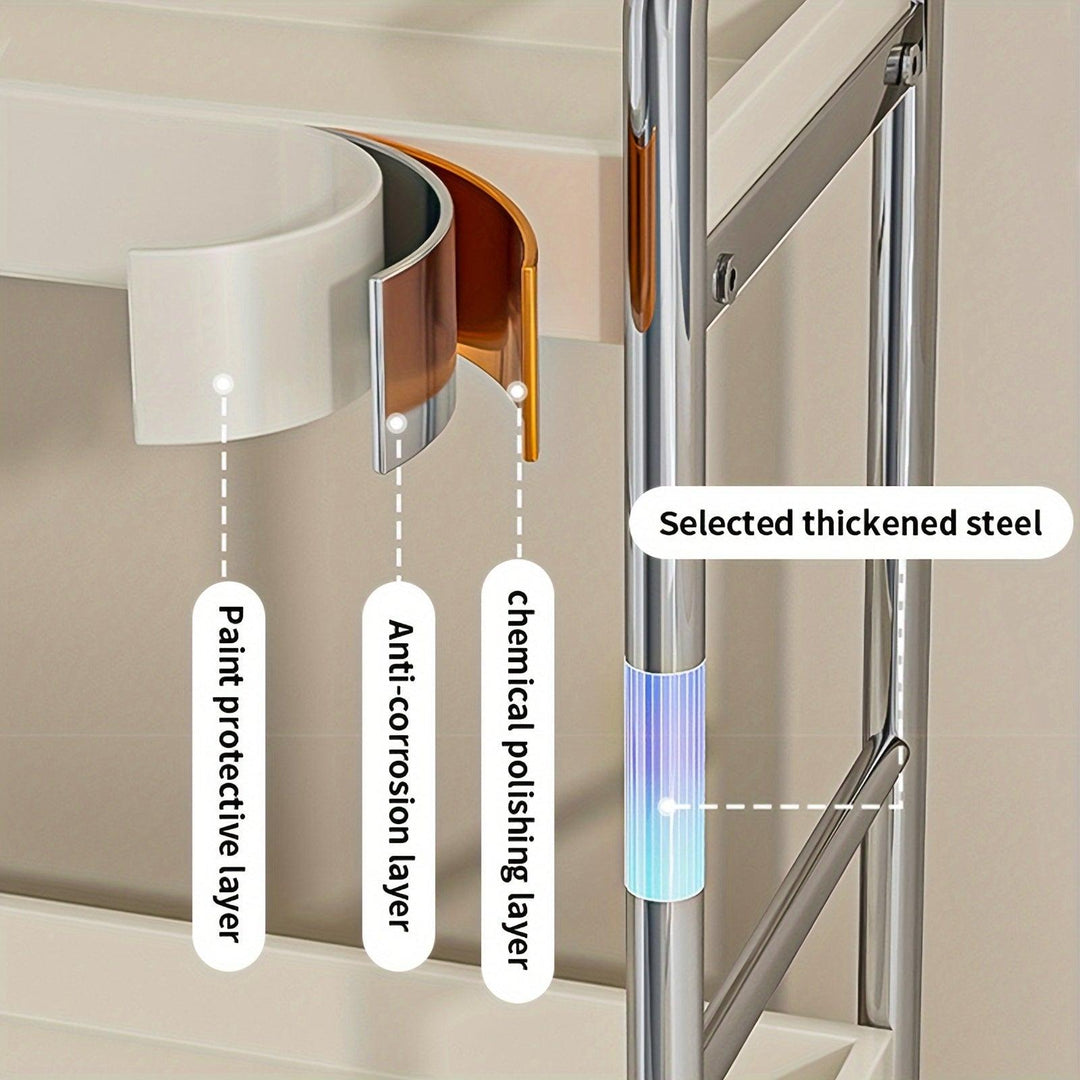 Lisslune | Elegant milk-white stainless steel spice organizer with drawers, cutting board, and utensil holder for residential and commercial kitchens