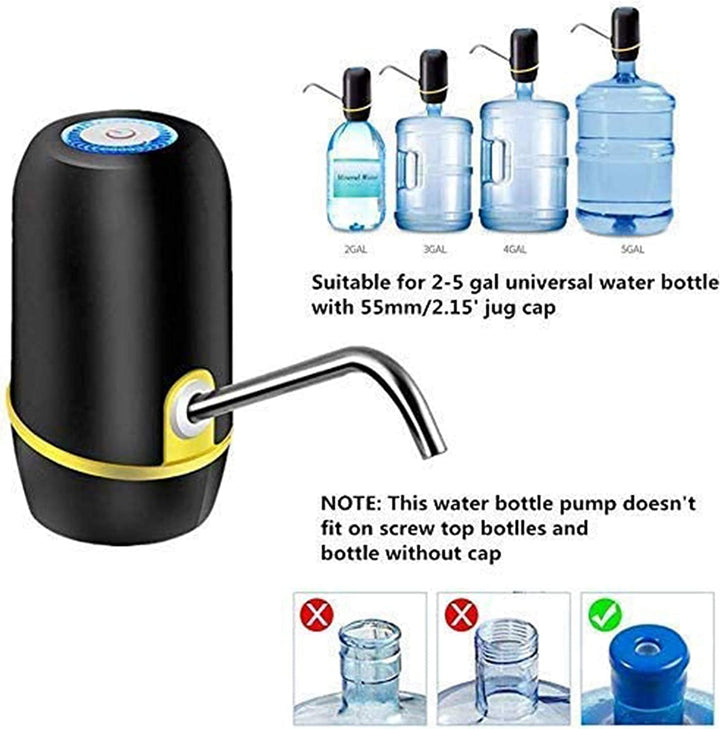 Lisslune | Water jug pump, electric water bottle pump, USB charging automatic drinking water pump for universal 3-5 gallon bottle, portable water dispenser for camping