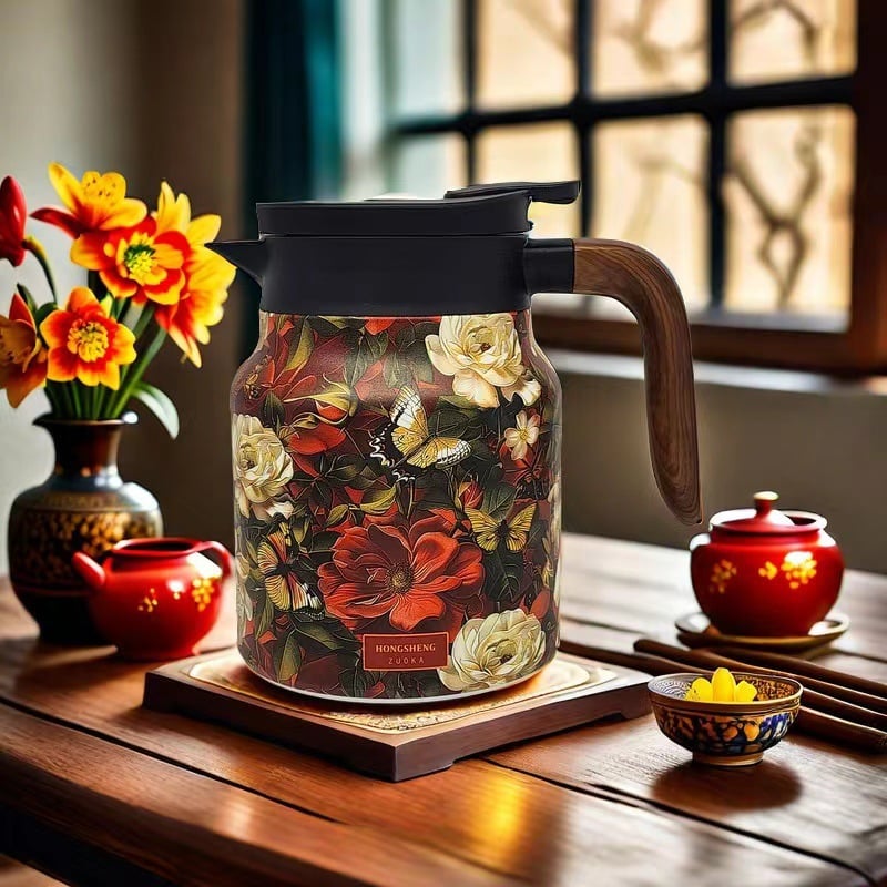 Lisslune | Vintage Floral Pattern Tea Thermos – Built-In Infuser