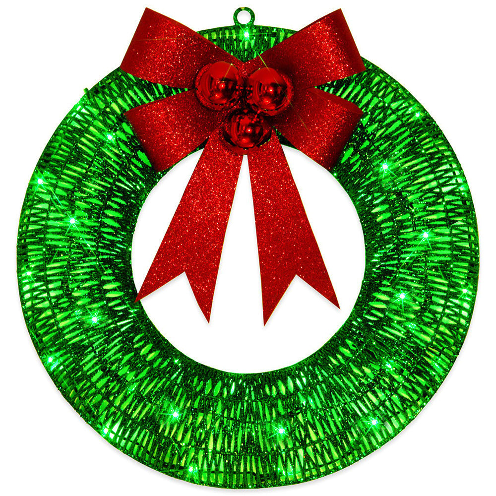 Lisslune | Illuminated Christmas Wreath Luxury Gold-Green 50cm – Handmade Door Wreath with LED