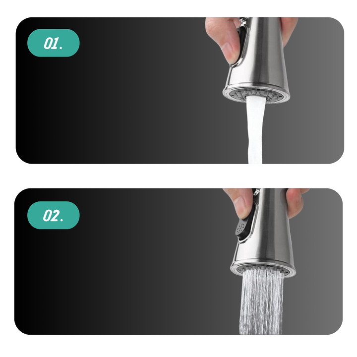 Lisslune | Kitchen Faucet JF-7020B with Pull-Out Head, Graphite, 2 Modes, 400mm