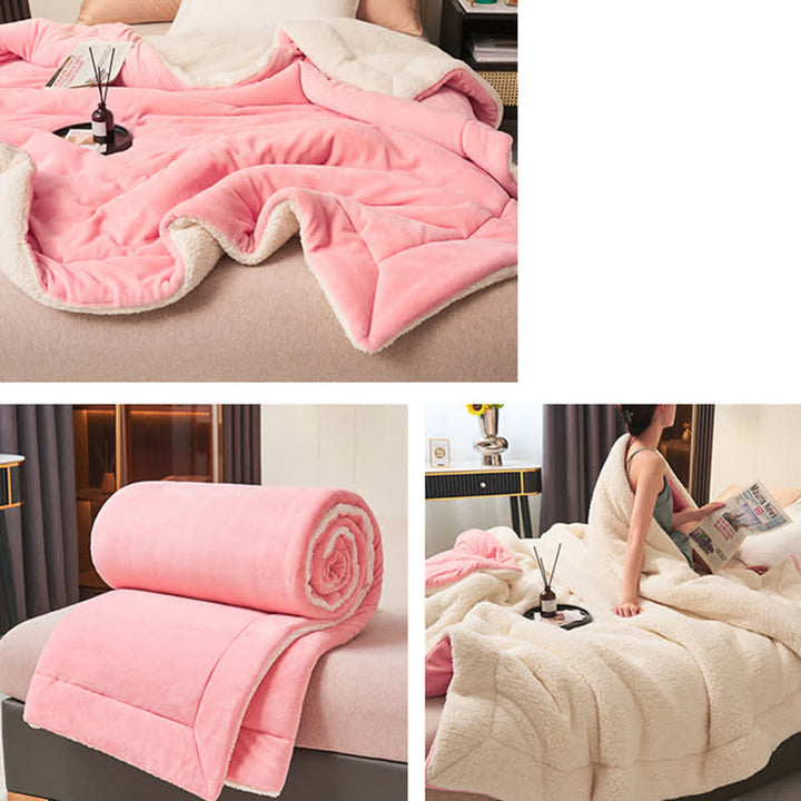 Lisslune | Solid thick double-sided velvet cube blanket