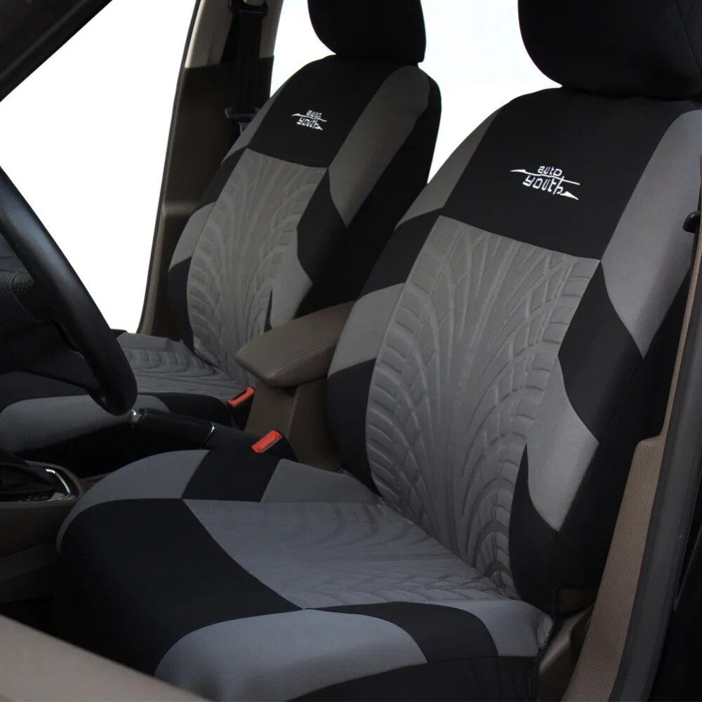 Lisslune | Universal Fit Embroidered Car Seat Cushions with Tire Track Detail