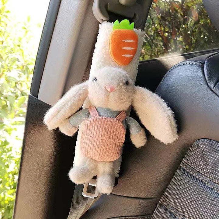 Lisslune | Plush Rabbit Seat Belt Decoration with Shoulder Pad & Headrest Pillow