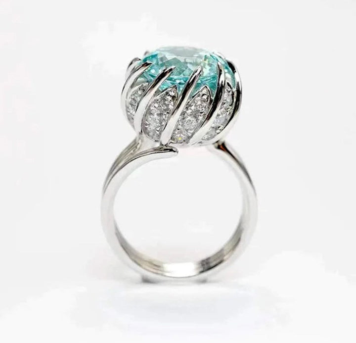 Skorter | 6 Carat Paraiba Blue-green Lotus Diamond Ring