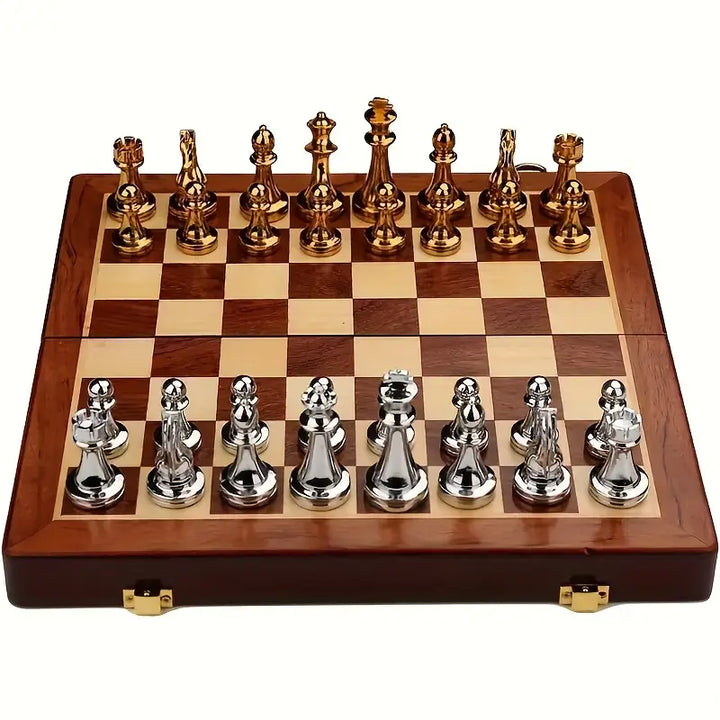 Lisslune | Regal Chess Set – Exclusive collapsible chess set made of wood with metal pieces