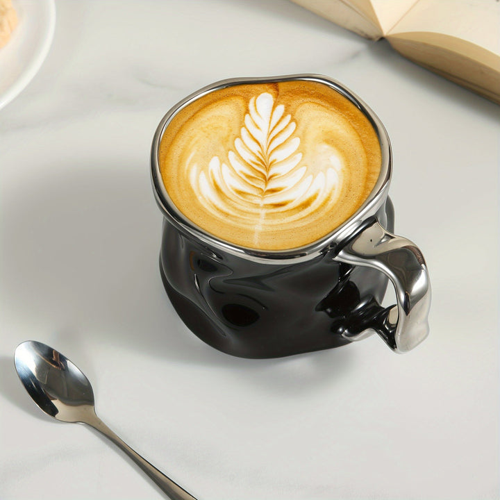 Lisslune | CreArt Mug – Handmade Ceramic Coffee Mug with Unique Crinkled Design