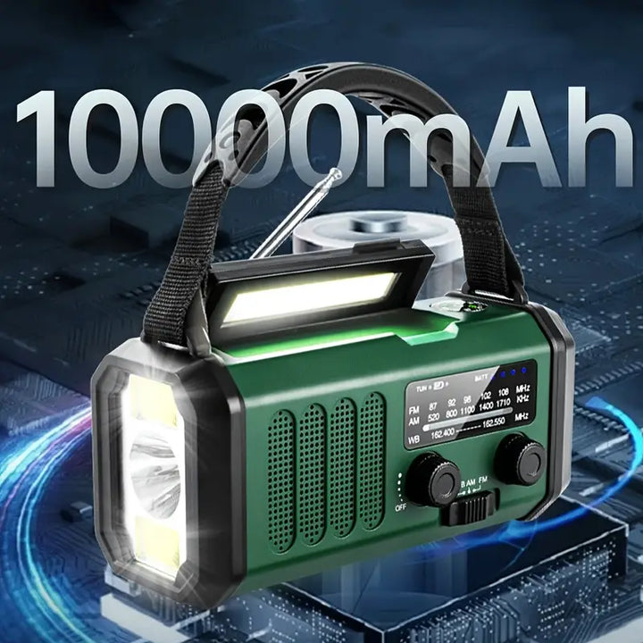 Lisslune | Solar emergency radio with power bank – crank radio with LED flashlight for camping & outdoor