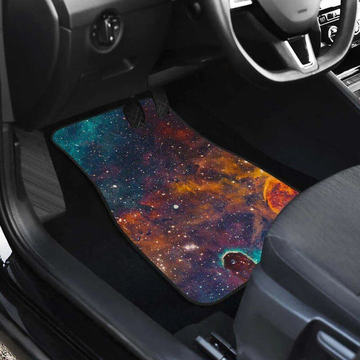 Lisslune | Galaxy Space Teal & Orange Car Mats Set