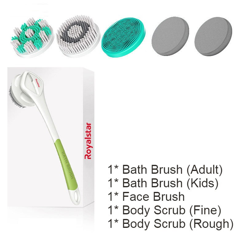 Lisslune | All-in-One Rechargeable Body Brush Set, with 7 Replaceable Heads & Long Handle for Body, Face, Foot, Adult & Kids