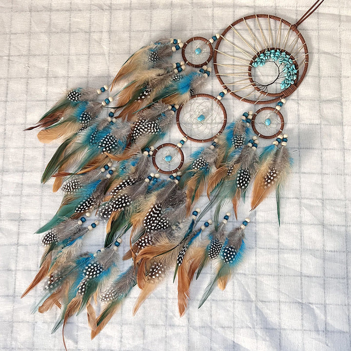 Lisslune | Turquoise Tree of Life Feather Dreamcatcher