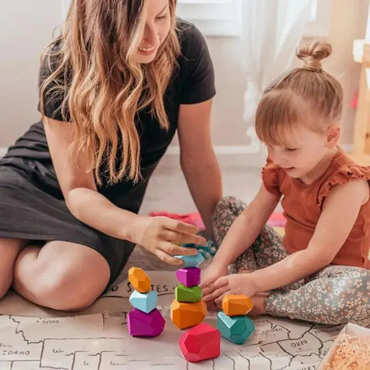 Lisslune | Colorful Wooden Building Blocks Set for Creative Learning and Logical Development