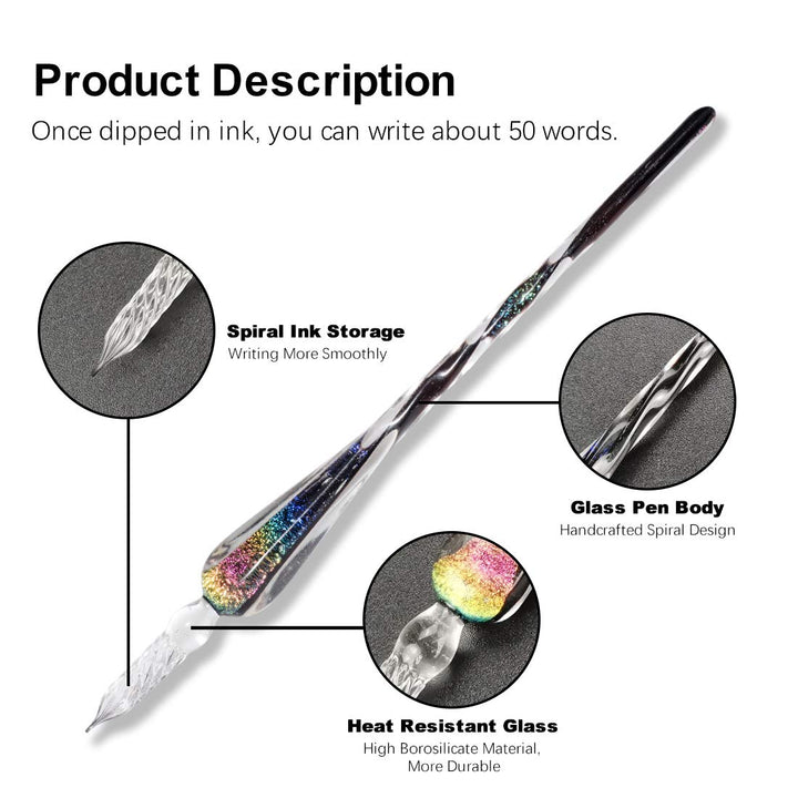 Lisslune | Calligraphy Glass Dip Pen Ink Set