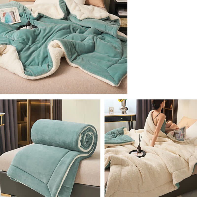 Lisslune | Solid thick double-sided velvet cube blanket