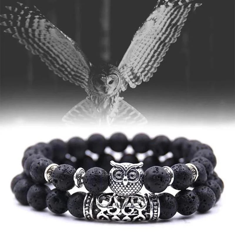 Lisslune | Owl Charm Natural Stone Bracelet