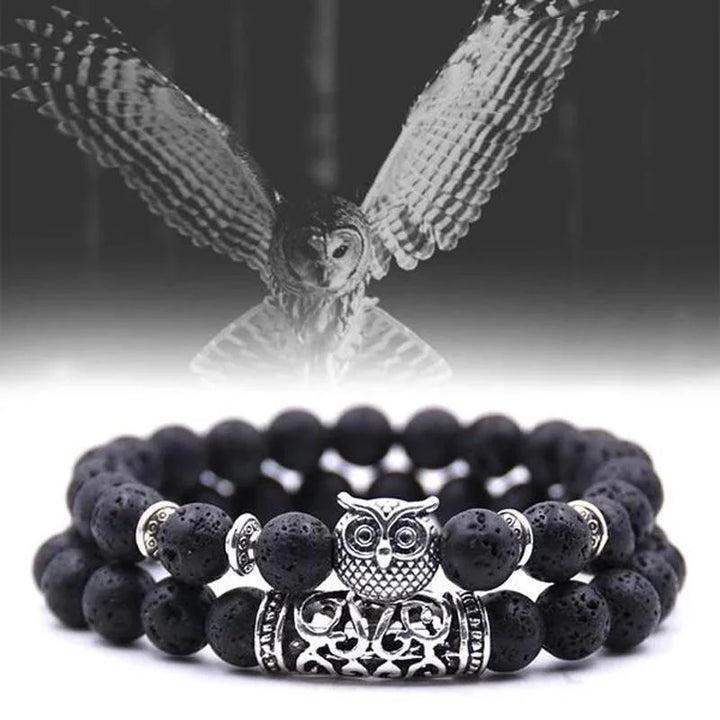 Lisslune | Owl Charm Natural Stone Bracelet
