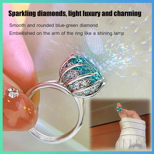 Skorter | 6 Carat Paraiba Blue-green Lotus Diamond Ring